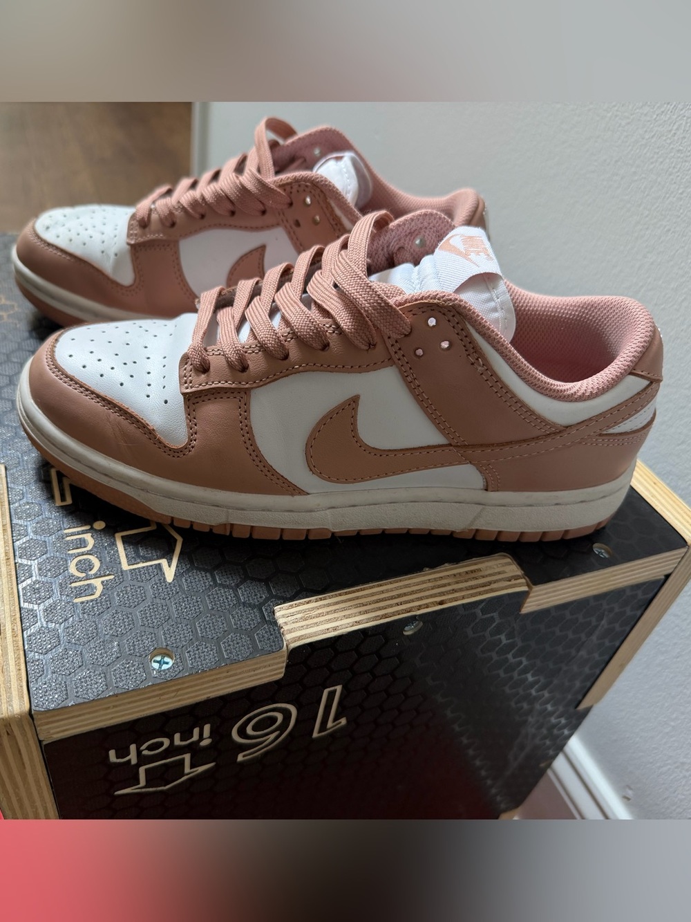 Nike Dunk Women's Low-Top Sneakers in Blush Pink and White in 7.5